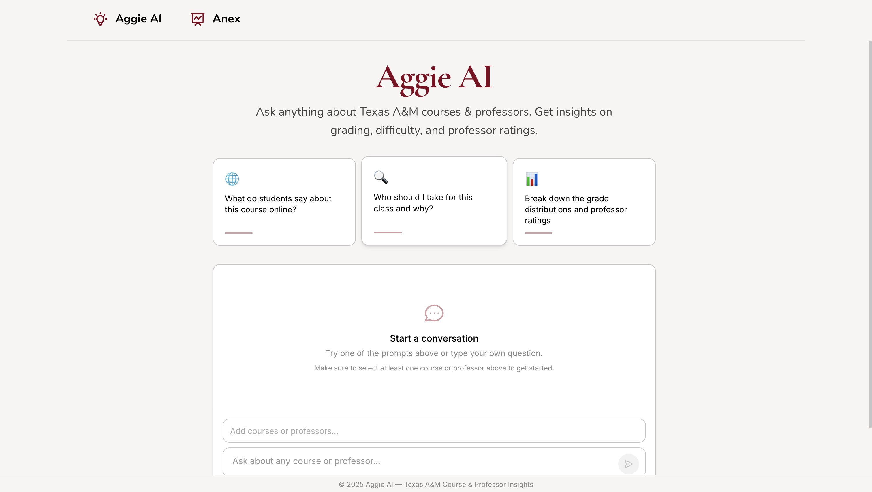 Aggie AI - RAG-based course and professor recommendation platform for Texas A&M students